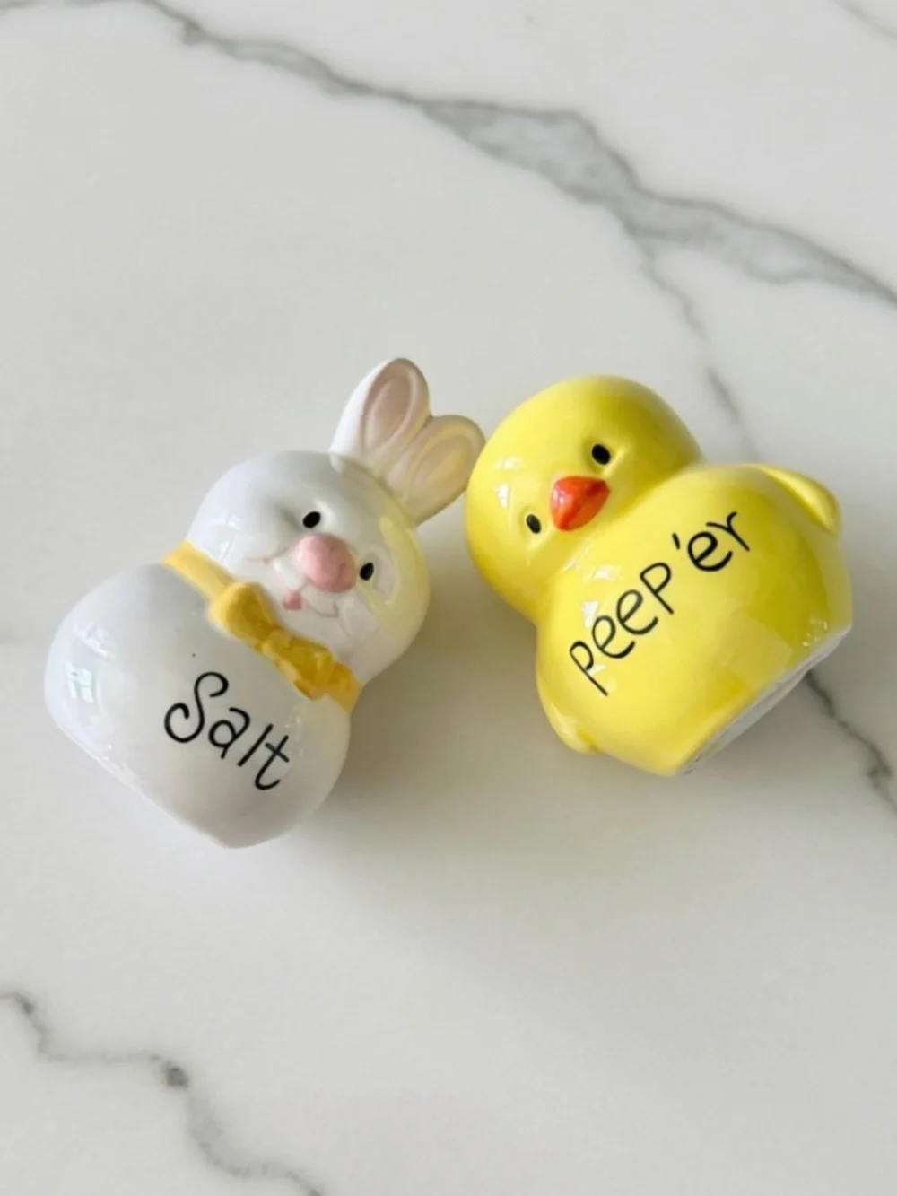 Ceramic Easter Bunny & Chick Salt & Pepper Shaker Set